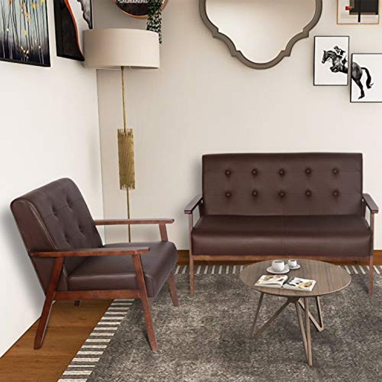 Mid Century 1 Loveseat Sofa and 1 Accent Chairs Set Modern Wood Arm Couch and Chair Living Room Furniture Sets … Mid Century 1 Loveseat Sofa and 1 Accent Chairs Set Modern Wood Arm Couch and Chair Living Room Furniture Sets …
