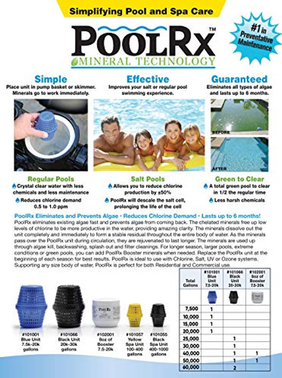 PoolRx 101067 Black Units Swimming-Pool-Algaecides (4 Pack), 20,000-30,000 Gallon