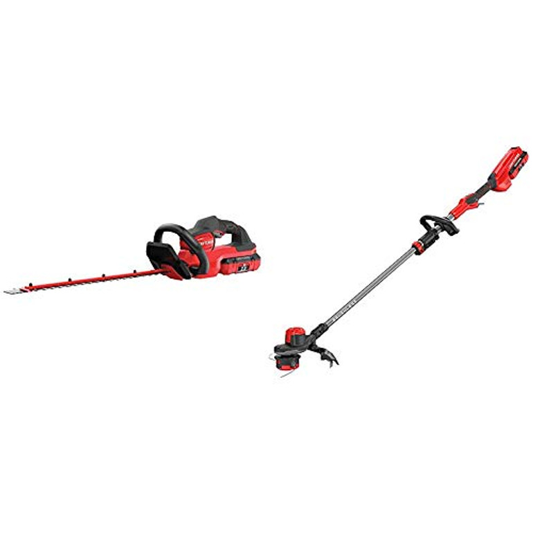 CRAFTSMAN CMCHTS860E1 V60 24" Cordless Hedge Trimmer with CMCST960E1 V60 Brushless WEEDWACKER Cordless String Trimmer with Quickwind