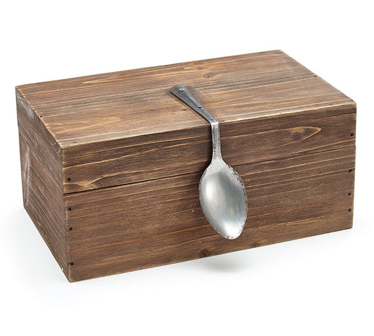 WOOD BOX WITH SPOON HANDLE DECOR