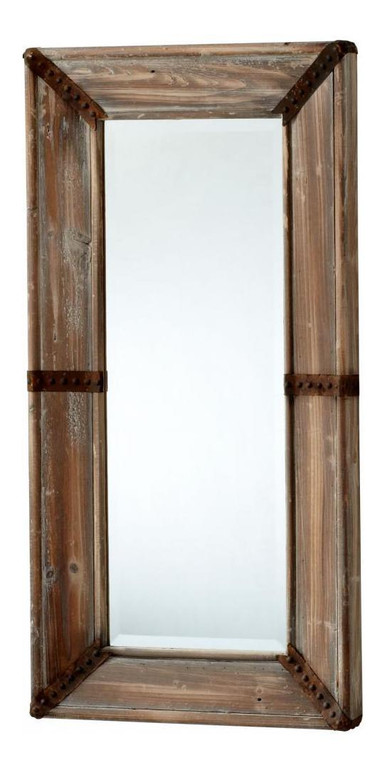 Raw Iron and Natural Wood Williams Rectangular Mirror - Style: 7315294