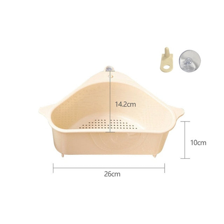 Multifunctional Corner Sink Drain Rack Shelf Suction Cup Sink Drain Basket Bowl Sponge Holder Kitchen Bathroom Storage Organizer