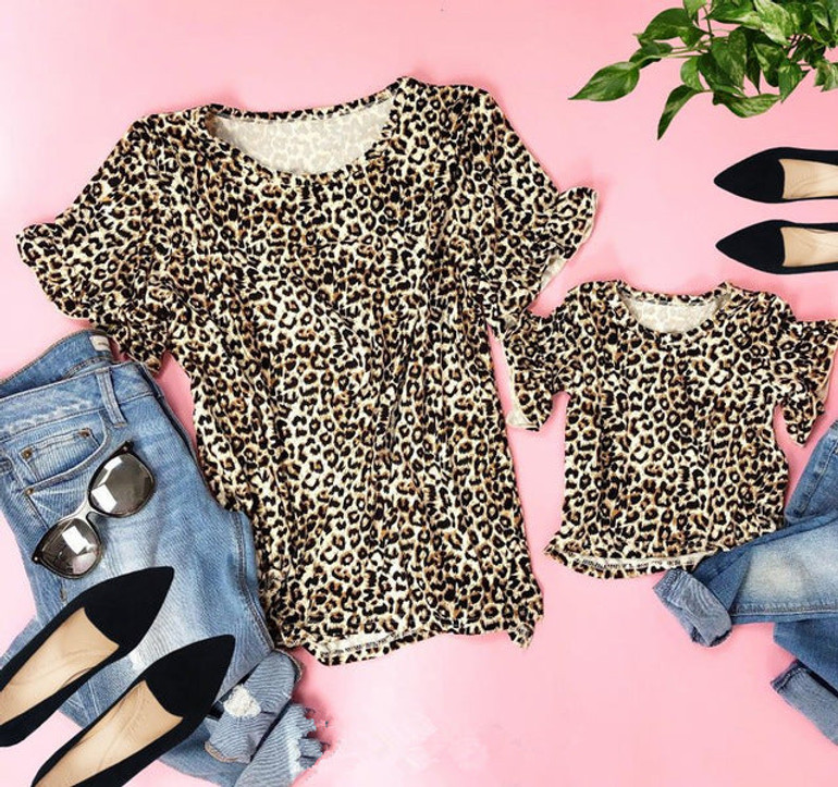 Parent-child leopard t-shirt