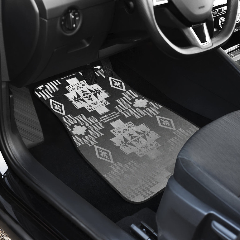Black and White Treaty Front Car Mats (Set Of 2)