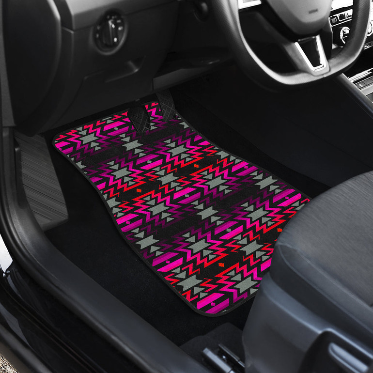 Black Fire Pink and Red Front Car Mats (Set Of 2)