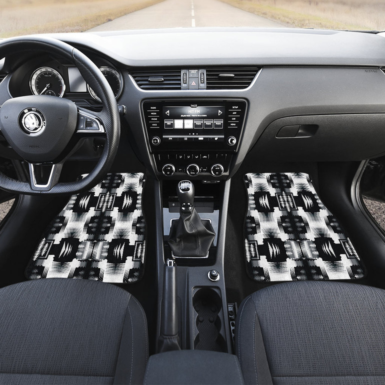 Black and White Sage Front And Back Car Mats (Set Of 4)