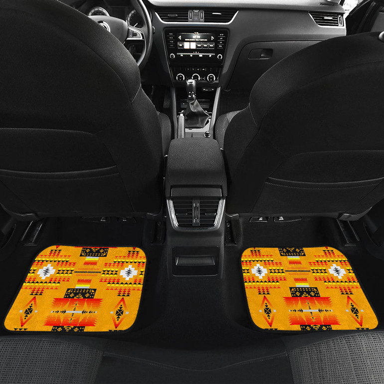 Seven Tribes Orange Front And Back Car Mats (Set Of 4)