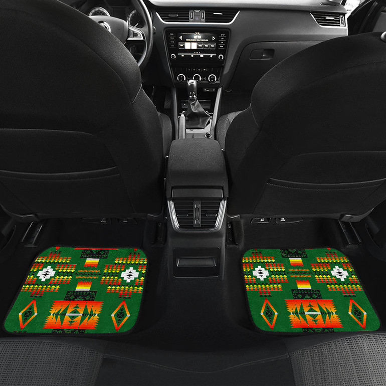 Seven Tribes Green Front And Back Car Mats (Set Of 4)