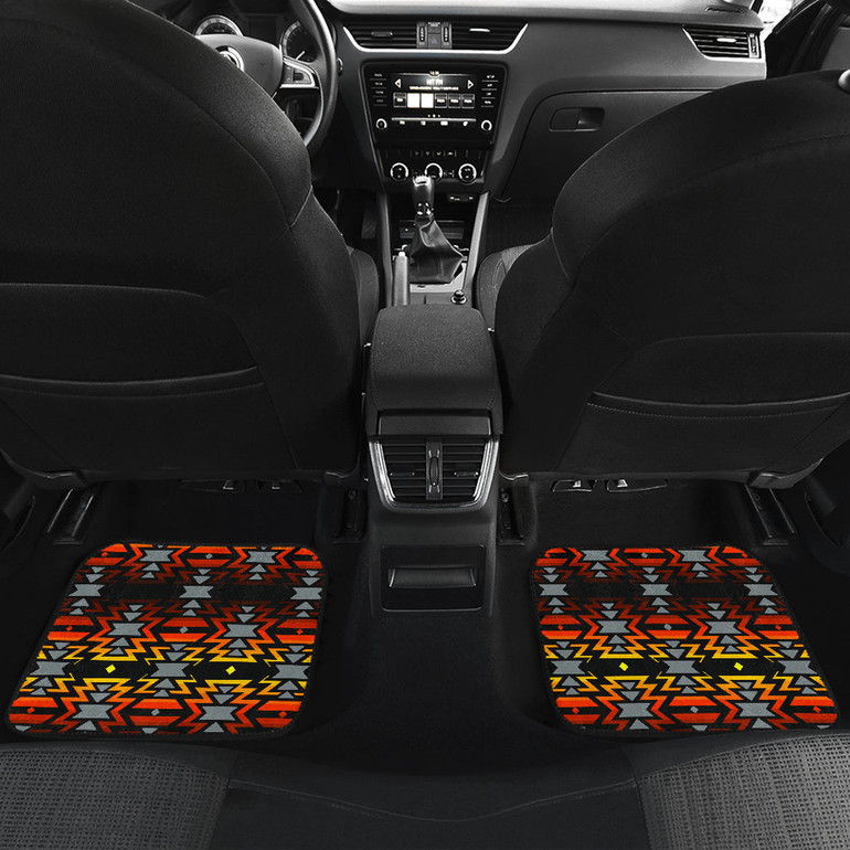 Black Fire Red Front And Back Car Mats (Set Of 4)