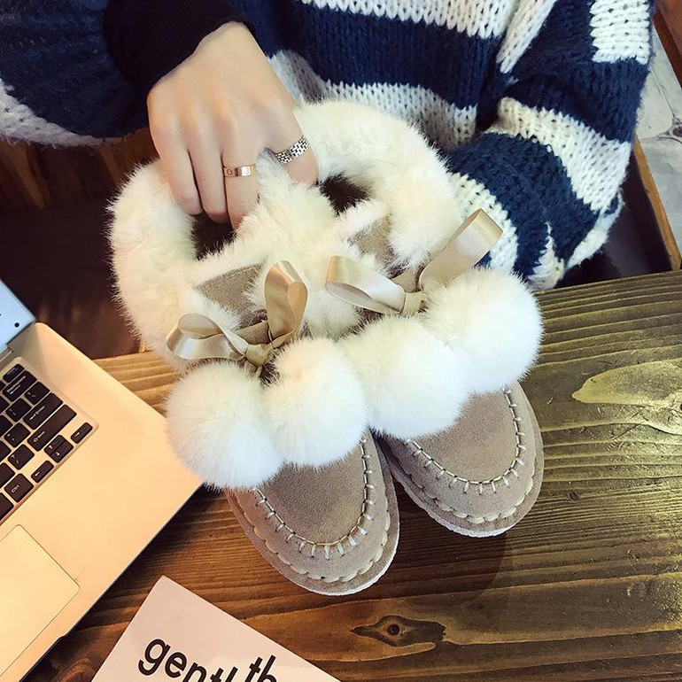 Plain Flat Velvet Round Toe Casual Date Flat Boots