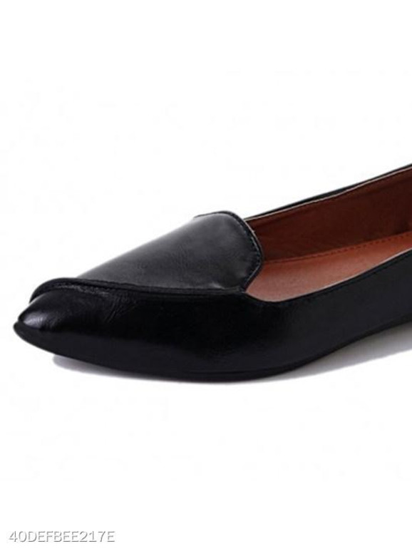 Plain Flat Point Toe Date Comfort Flats