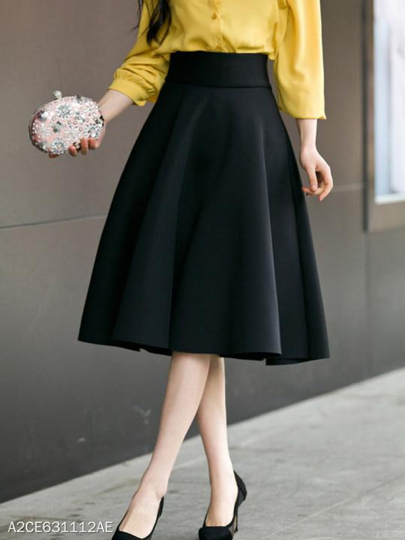Black Swing Midi Skirt