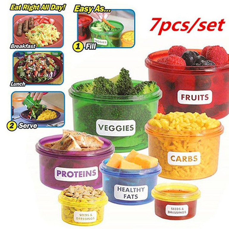 7Pcs/set Portion Control Food Prep Storage Containers