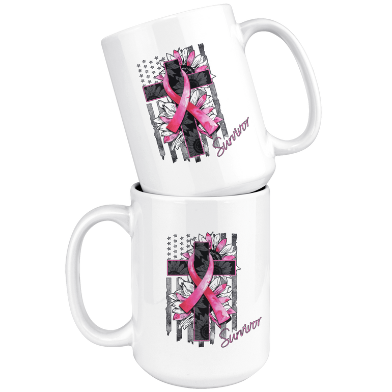 Breast Cancer Ribbon /American Flag / Sunflower | Mug