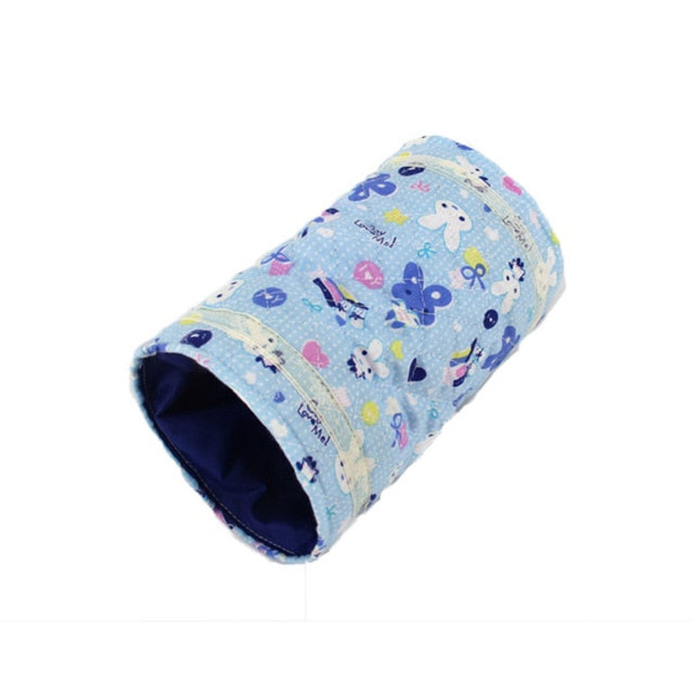 Sqinans Small Animal Hamster Toy Tunnel 2 Designs Cartoon Print Guinea pig Rabbit Nest Bed Pet Tube Bed For Squirrel Hedgehog