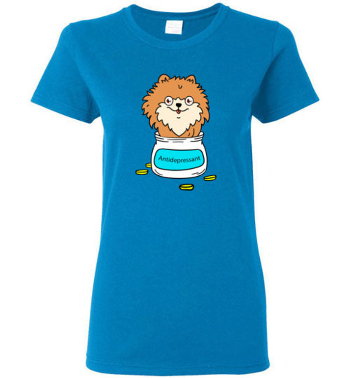 Antidepressant Pomeranian Classic Lady T-shirt