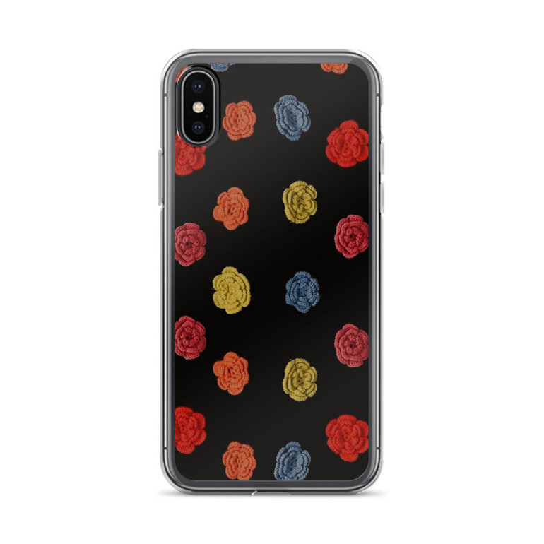 Flower Dots on Black Cell Phone Case - Fits iPhone X and Other Sizes 5-X