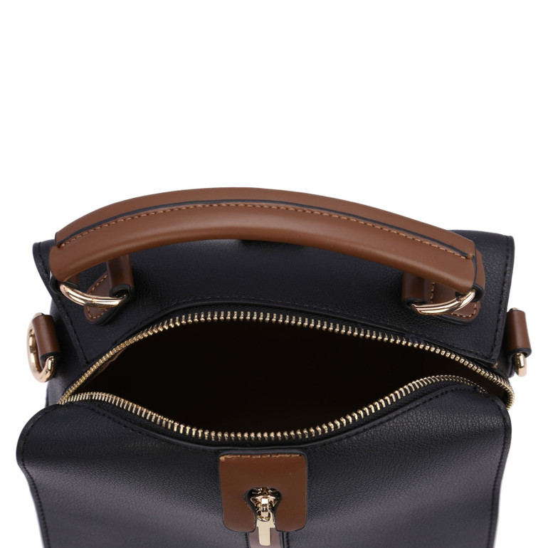 Vertical Middle Zip Top Handle Stripped Shoulder Strap Backpack