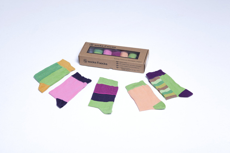 Womens 5-Pair Colorful Crew Socks - 6039