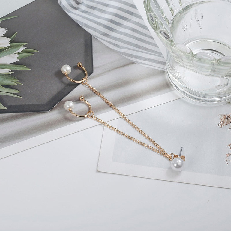 Chain Pearl Earrings