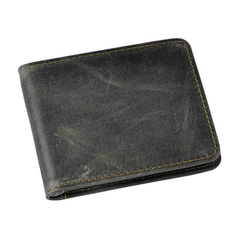 Men's Genuine Leather Slim Money Clip Wallet