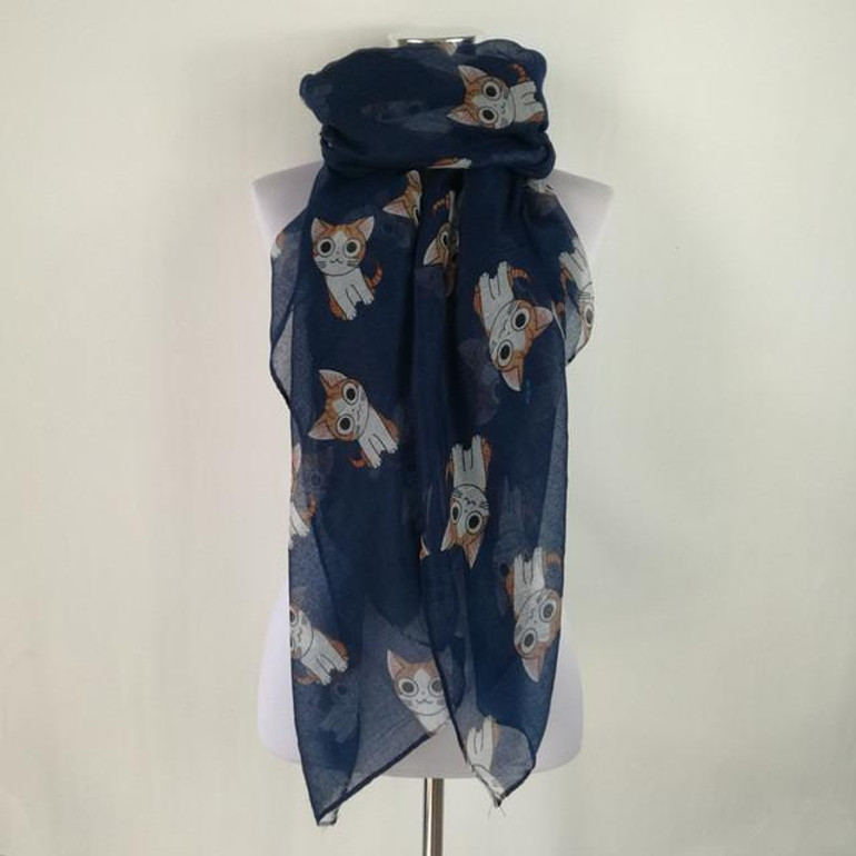 Cartoon Cat Print Scarf