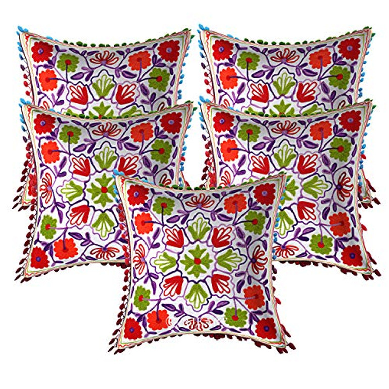 Cotton Suzani Embroidery Zipper Cushion Covers for Sofa Set Deewan Mattress Bed Chair Pillow Cover