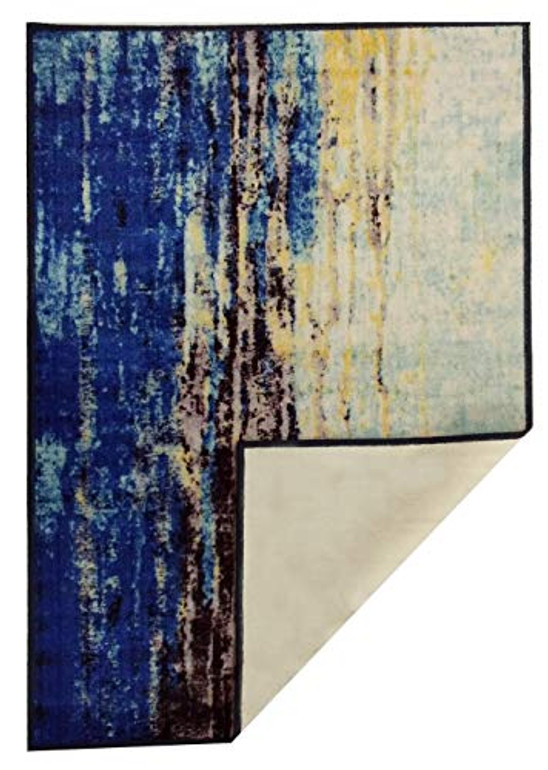 Polyester Yarn 3D Printed Vintage Persian Carpet with Anti Slip Backing for Bedroom/Living Area/Home (4X 5 ft, Multicolour)