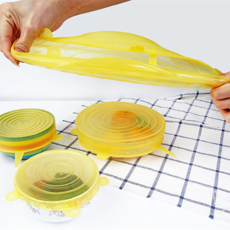 Reusable Silicon Stretch 6pcs Lids Universal Lid Silicone Food Wrap Bowl Pot Lid Silicone Cover Pan