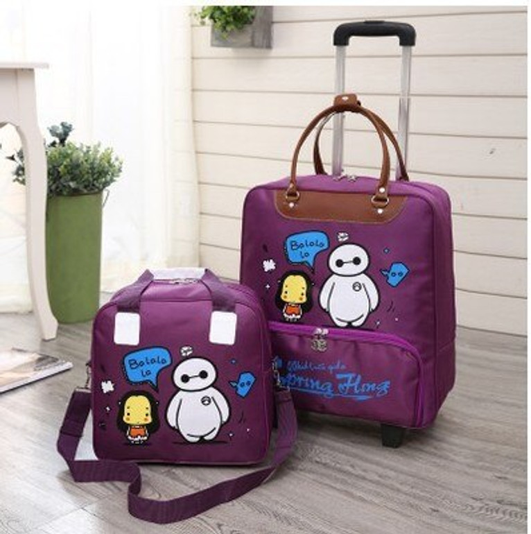 CARRYLOVE cartoon luggage series 16/18 size  boarding handbag+Rolling Luggage Spinner brand Travel Suitcase