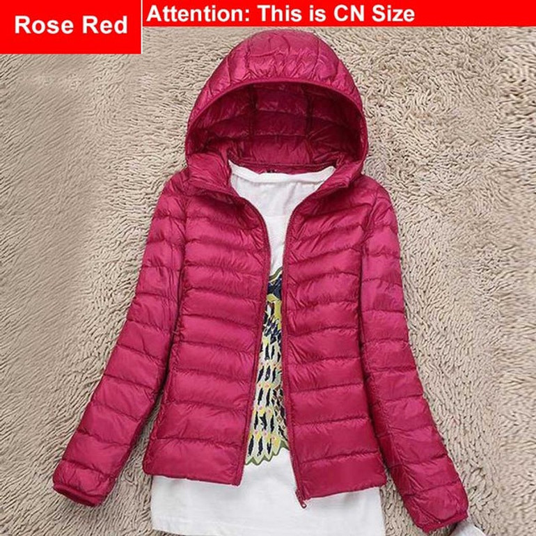 Winter Plus Size 4Xl New Ultra Light Duck Down Jackets Women Hooded Winter Coat Long Sleeve Warm Slim Down Jacket Puffer Jacket