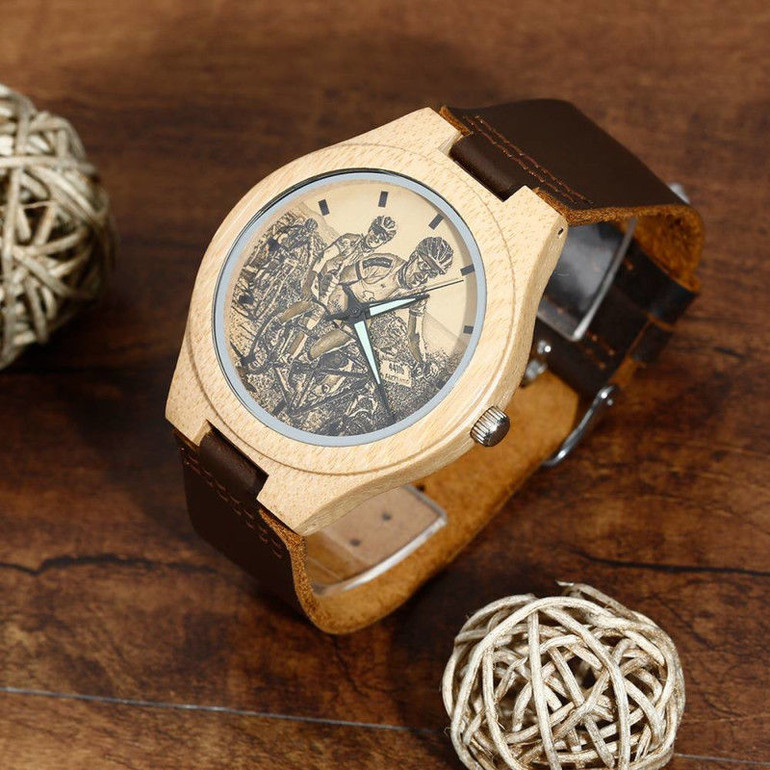 Bamboo Photo Watch Leather Strap Bamboo Photo Watch Leather Strap