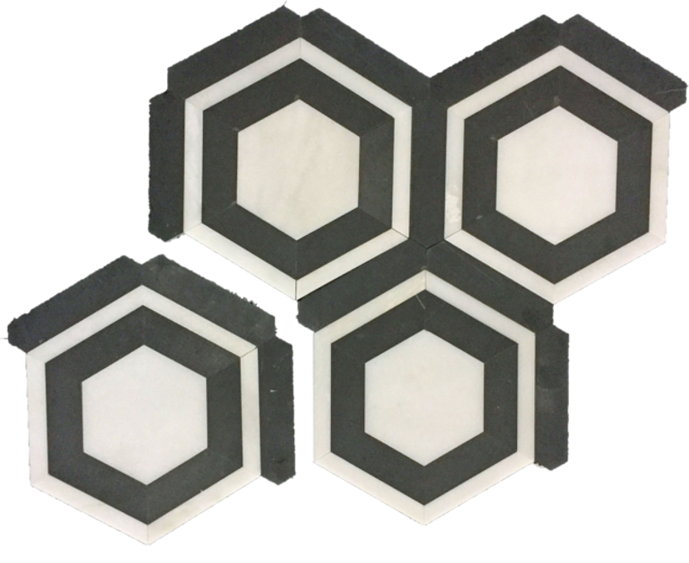 WHITE ABSOLUTE HONEYCOMB WITH CHINA BLACK MOSAIC