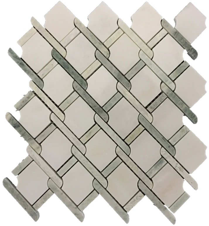 WHITE ABSOLUTE WITH MING GREEN BAR ARGYLE MOSAIC
