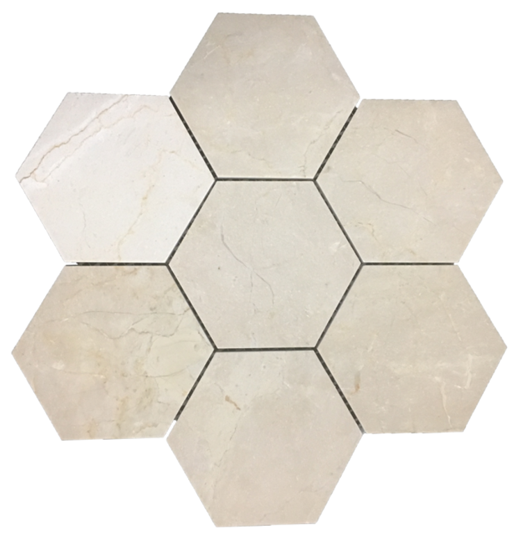 CREMA MARFIL 5" HEXAGON MOSAIC HONED