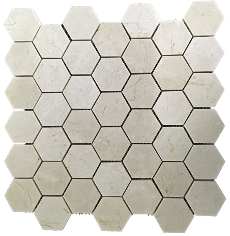 CREMA MARFIL 2" HEXAGON MOSAIC HONED