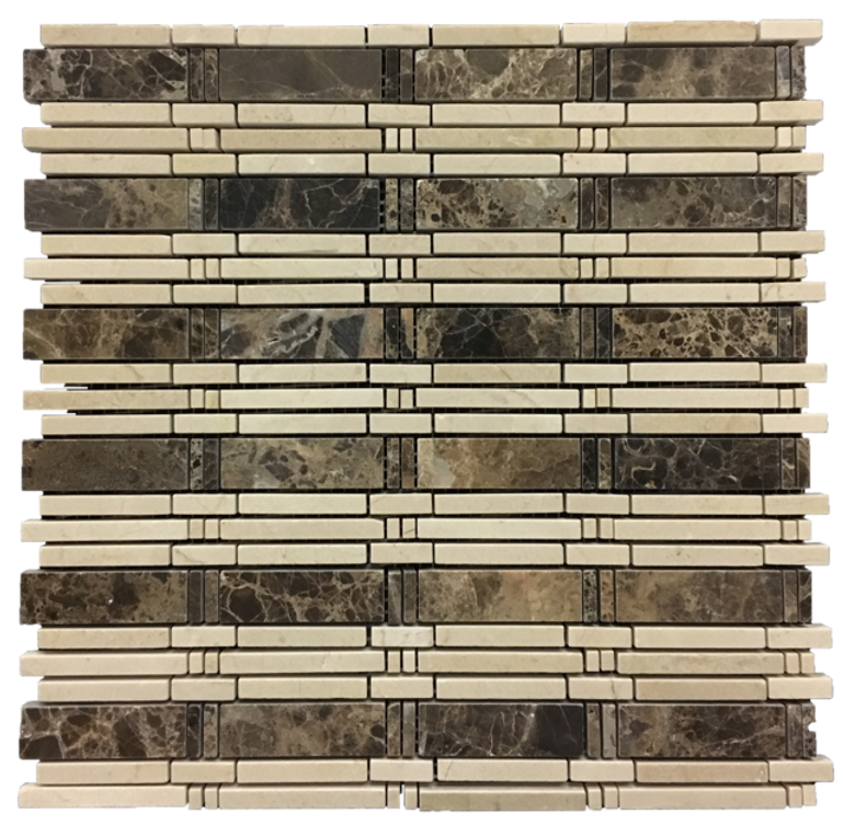 DARK EMPERADOR BAMBOO WITH CREMA MARFIL MOSAIC