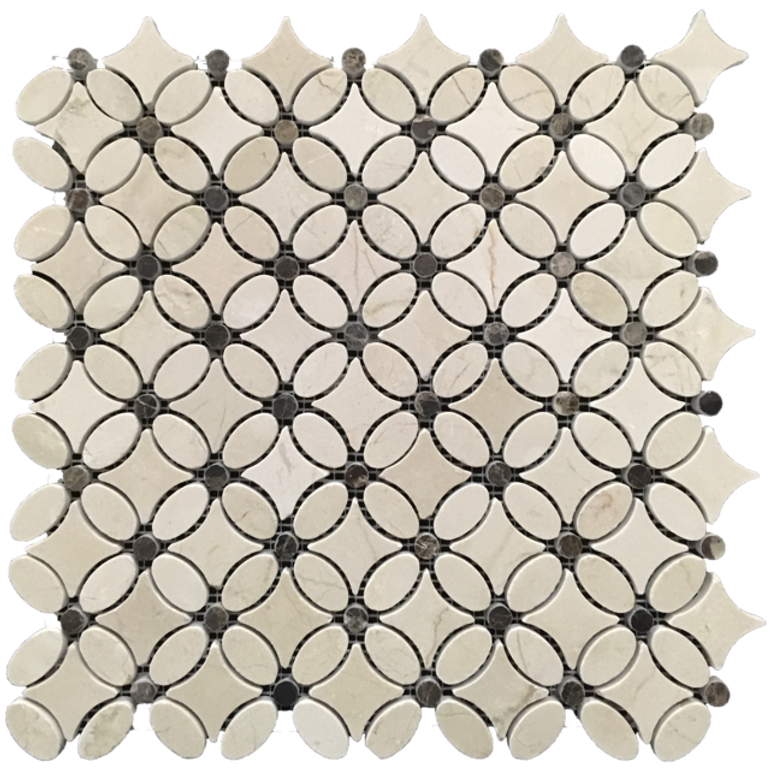 CREMA MARFIL FLEUR MOSAIC WITH DARK EMPERADOR MOSAIC