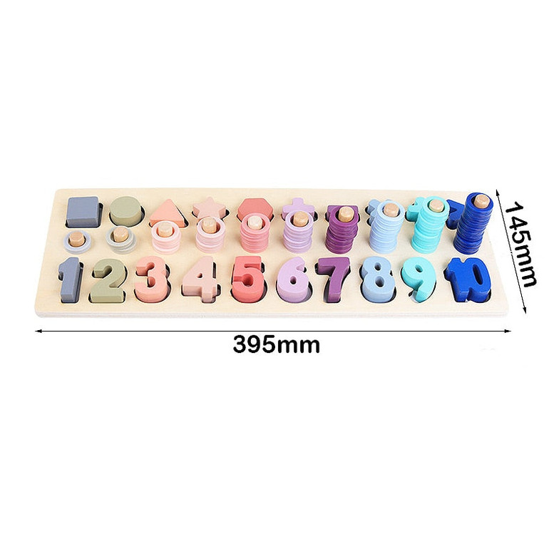 Wooden Counting and Shape Toy for Preschool