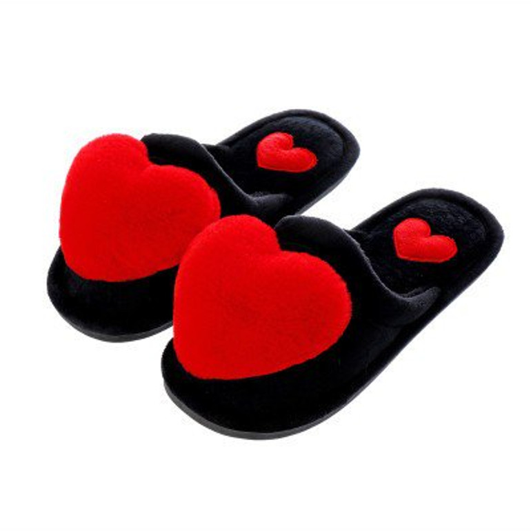 Women Fashion Heart Fluffy Fox Fur PomPoms Slippers Sandals Shoes