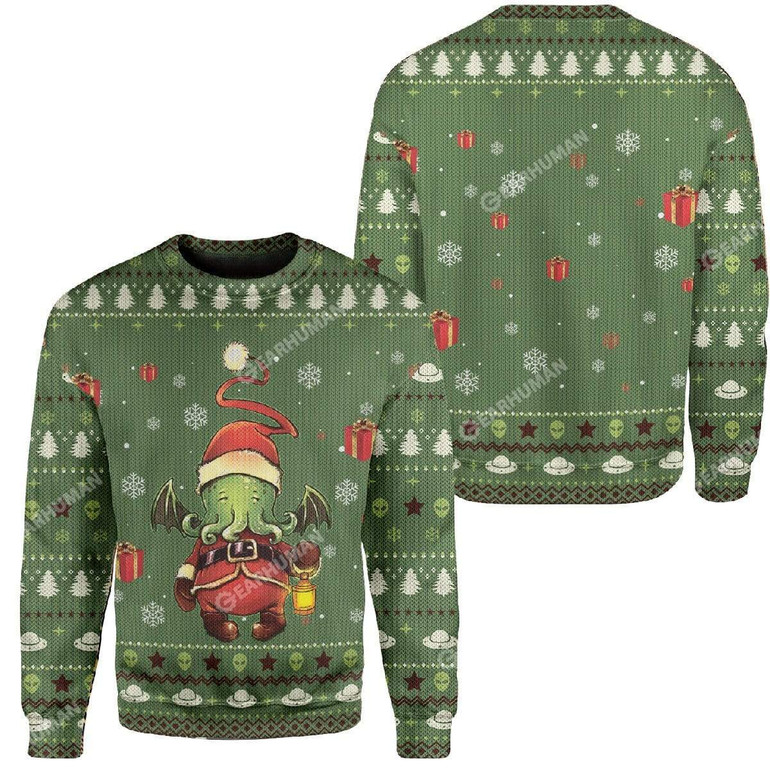 Cthulhu Santa Ugly Christmas Sweater Sweatshirt 3D Printed Cthulhu Santa Ugly Christmas Sweater Sweatshirt 3D Printed