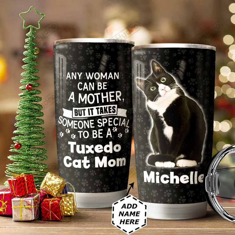 Personalized Customized Tuxedo Cat Mom Tumbler