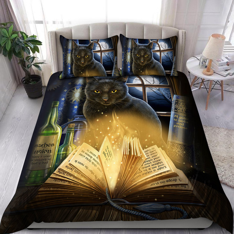 Black Cat Wicca Cat Lover Bedding Set