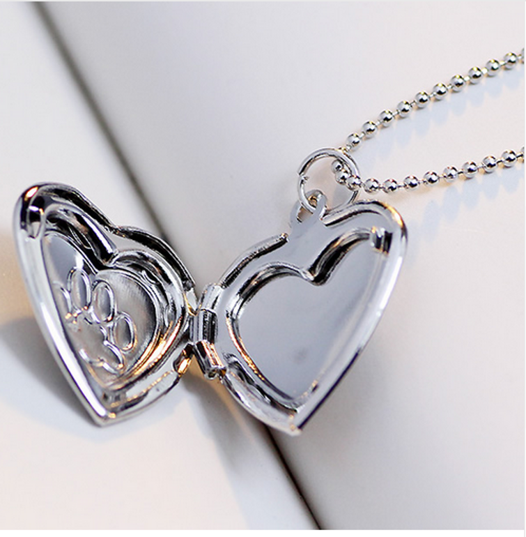 Dog Paw Print Photo Frames Locket Necklaces