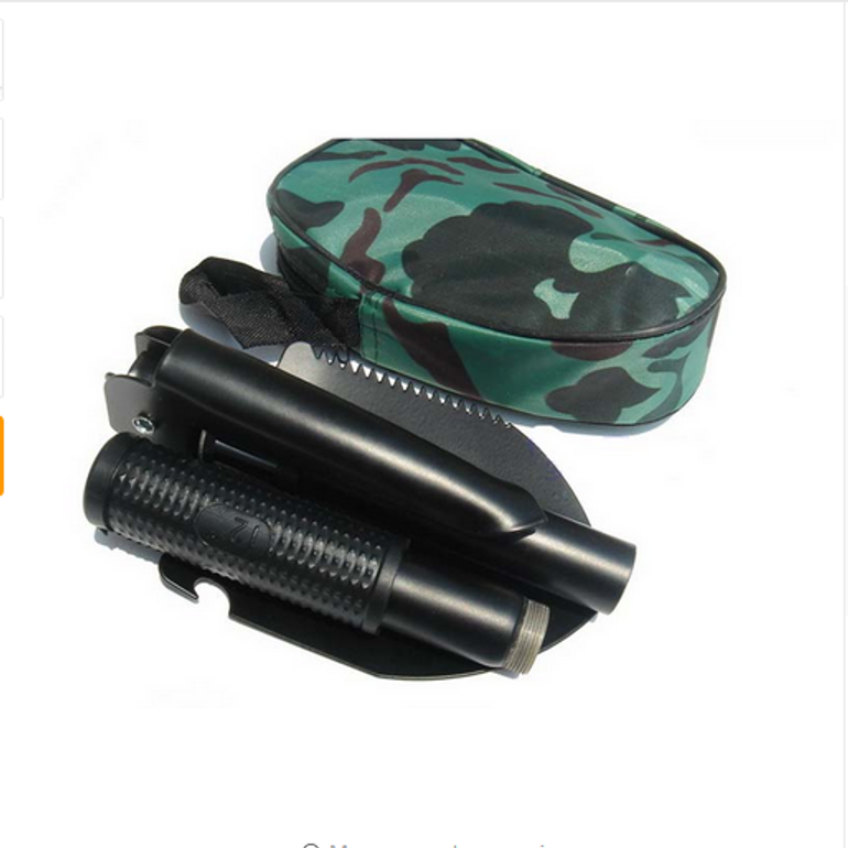 [4 in 1 ] Portable Folding Shovel with Pick Saw Compass