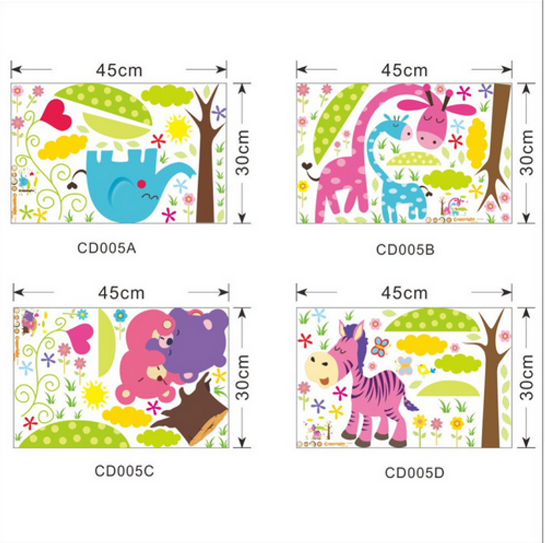 Cartoon Animal Forest Wall Stickers Decals for Nursery and Kids Room Offer