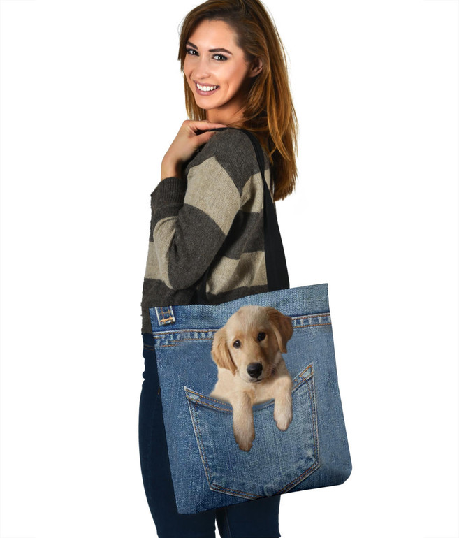 Golden Retriever Dog Jean Tote Bag Golden Retriever Dog Jean Tote Bag