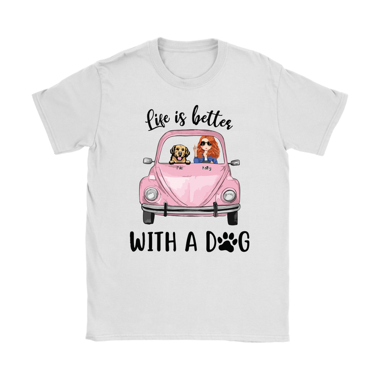 Life Is Better With A Dog Pink Car