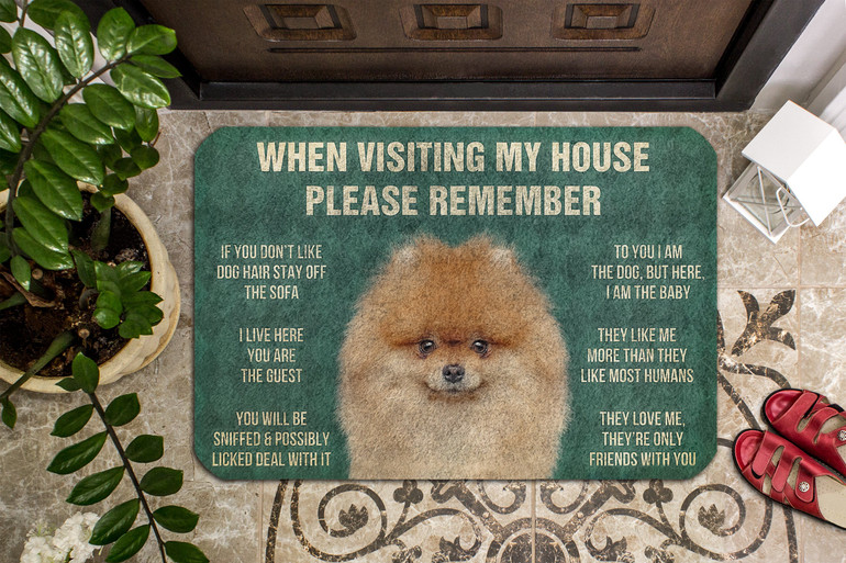 3D Please Remember Pomeranian Dogs House Rules Doormat