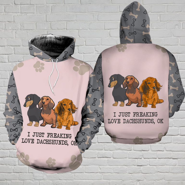 I Just Freaking Love Dachshund 3D Fantastic Hoodie